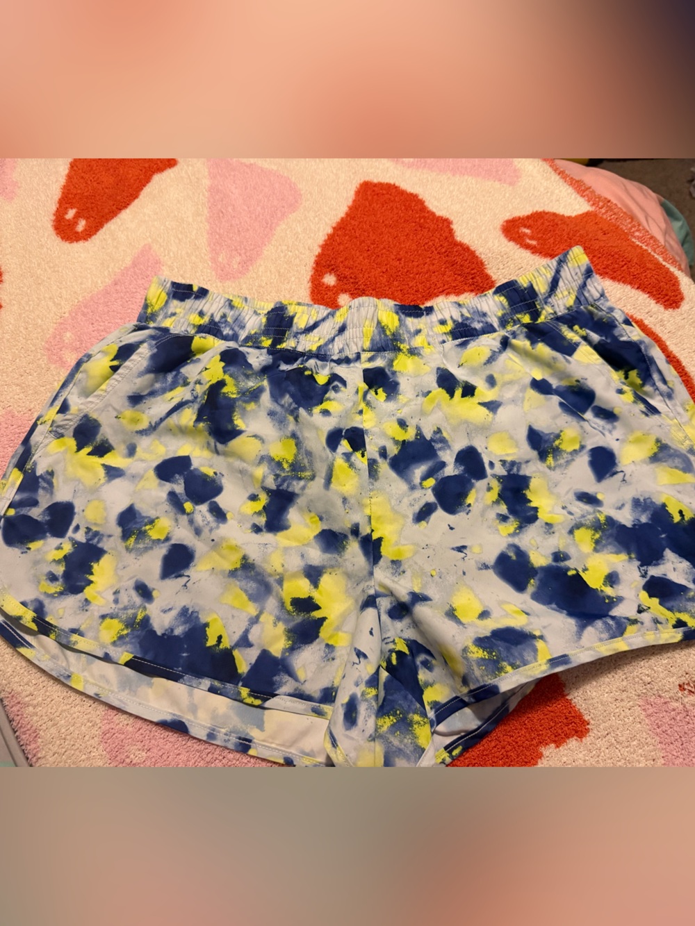 Athletic Works Women's Blue White and Yellow Athletic Shorts